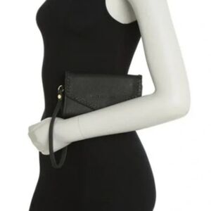 NWT Aimee Kestenberg Black Leather Spello Wallet Wristlet